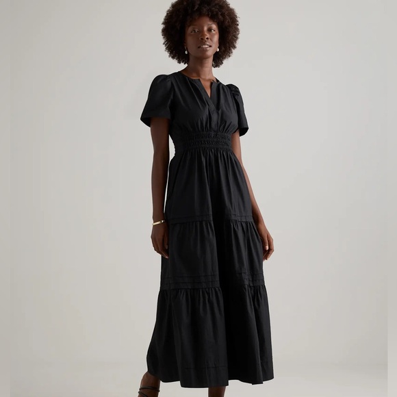 Quince Black Puff Sleeve Maxi Dress Medium - Picture 1 of 5